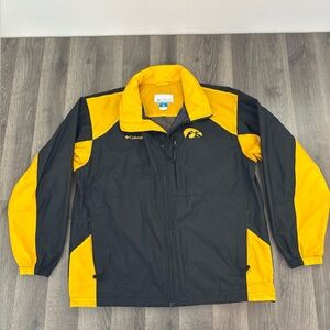 Iowa Hawkeyes Windbreaker Mens L Black Yellow Columbia Collegiate Jacket Hooded